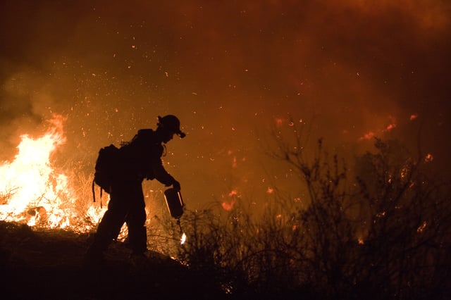 Firefighter battling a California Wildfire